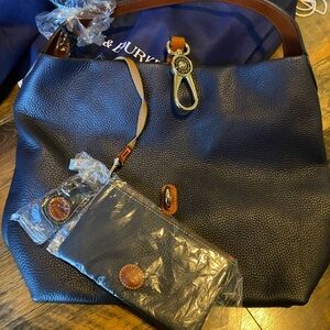 Dooney & Bourke Logo Lock Shoulder Bag with Pouch Midnight Blue NWT